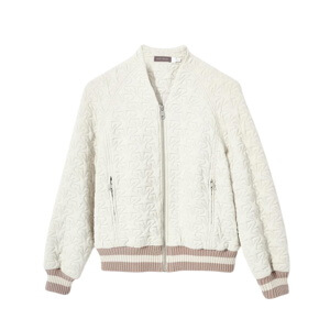 Mint Velvet Cream Star Quilted Bomber Jacket